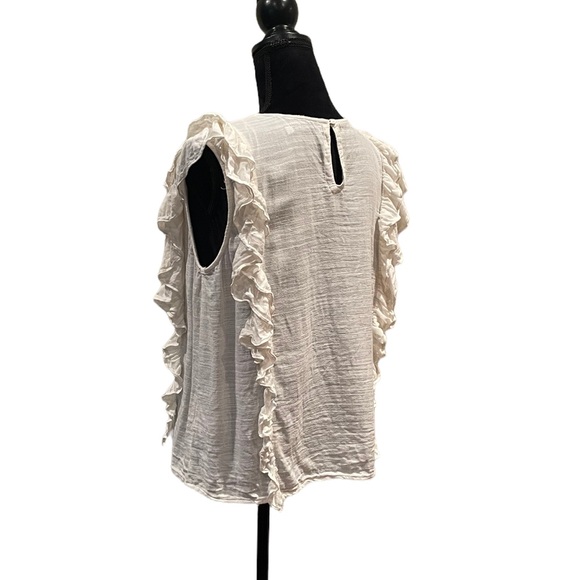Tiffosi cream sleeveless crepe fabric ruffle accent bohemian top extra large - Picture 4 of 12